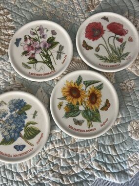 Portmeirion Floral Coaster Set - Yellow, Red, Blue, Pink, Green